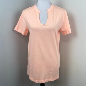 Pink Victoria’s Secret Peach V Neck Short Sleeve Shirt Top Oversized XS
